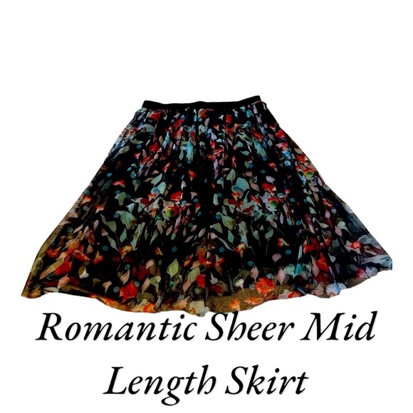 Metro Wear Dresses & Skirts - metro wear Midi Skirt Romantic Floral Skirt Women’s Size L Floral and Polka Dot